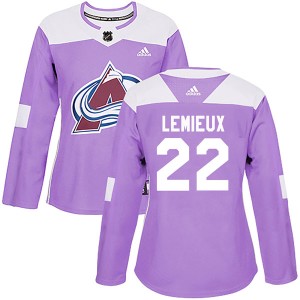 Women's Adidas Colorado Avalanche Claude Lemieux Purple Fights Cancer Practice Jersey - Authentic
