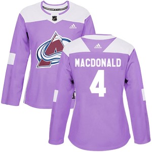 Women's Adidas Colorado Avalanche Jacob MacDonald Purple Fights Cancer Practice Jersey - Authentic