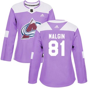 Women's Adidas Colorado Avalanche Denis Malgin Purple Fights Cancer Practice Jersey - Authentic