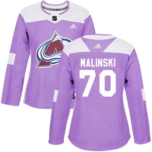 Women's Adidas Colorado Avalanche Sam Malinski Purple Fights Cancer Practice Jersey - Authentic