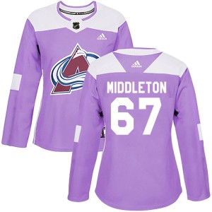 Women's Adidas Colorado Avalanche Keaton Middleton Purple Fights Cancer Practice Jersey - Authentic