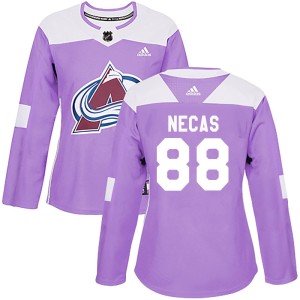 Women's Adidas Colorado Avalanche Martin Necas Purple Fights Cancer Practice Jersey - Authentic