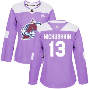 Women's Adidas Colorado Avalanche Valeri Nichushkin Purple Fights Cancer Practice Jersey - Authentic