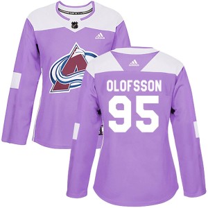 Women's Adidas Colorado Avalanche Victor Olofsson Purple Fights Cancer Practice Jersey - Authentic