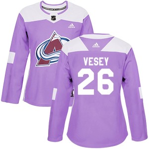 Women's Adidas Colorado Avalanche Jimmy Vesey Purple Fights Cancer Practice Jersey - Authentic