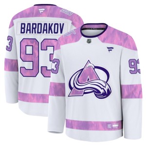 Men's Fanatics Colorado Avalanche Zakhar Bardakov White 2024 Hockey Fights Cancer Practice Jersey - Premium