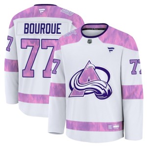Men's Fanatics Colorado Avalanche Raymond Bourque White 2024 Hockey Fights Cancer Practice Jersey - Premium