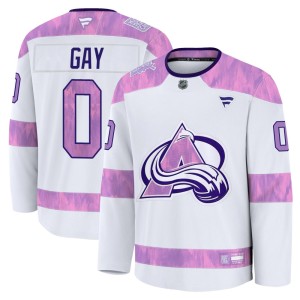 Men's Fanatics Colorado Avalanche Cooper Gay White 2024 Hockey Fights Cancer Practice Jersey - Premium