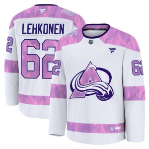 Men's Fanatics Colorado Avalanche Artturi Lehkonen White 2024 Hockey Fights Cancer Practice Jersey - Premium