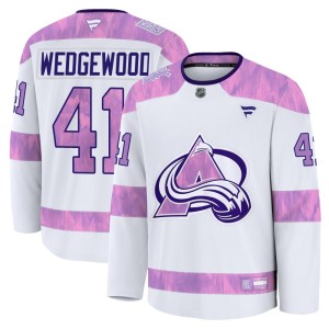 Men's Fanatics Colorado Avalanche Scott Wedgewood White 2024 Hockey Fights Cancer Practice Jersey - Premium
