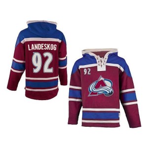 Men's Colorado Avalanche Gabriel Landeskog Red Old Time Hockey Burgundy Sawyer Hooded Sweatshirt - Premier