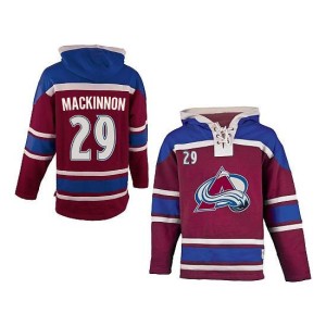 Men's Colorado Avalanche Nathan MacKinnon Red Old Time Hockey Burgundy Sawyer Hooded Sweatshirt - Authentic